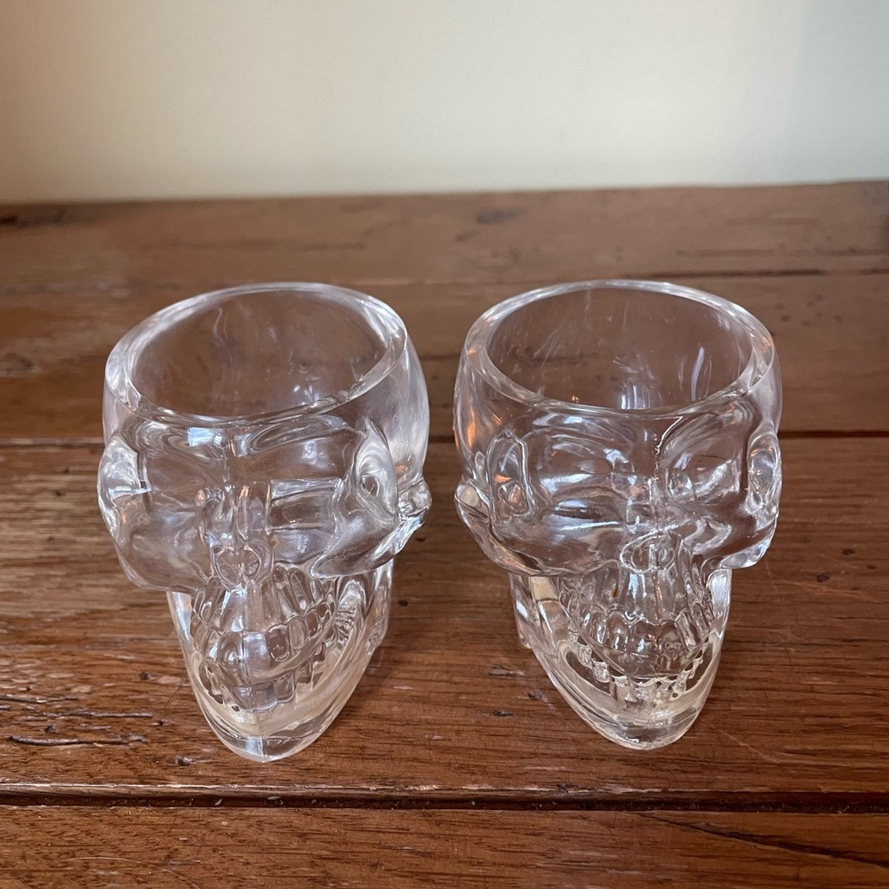 Two Crystal Skull Shot Glasses